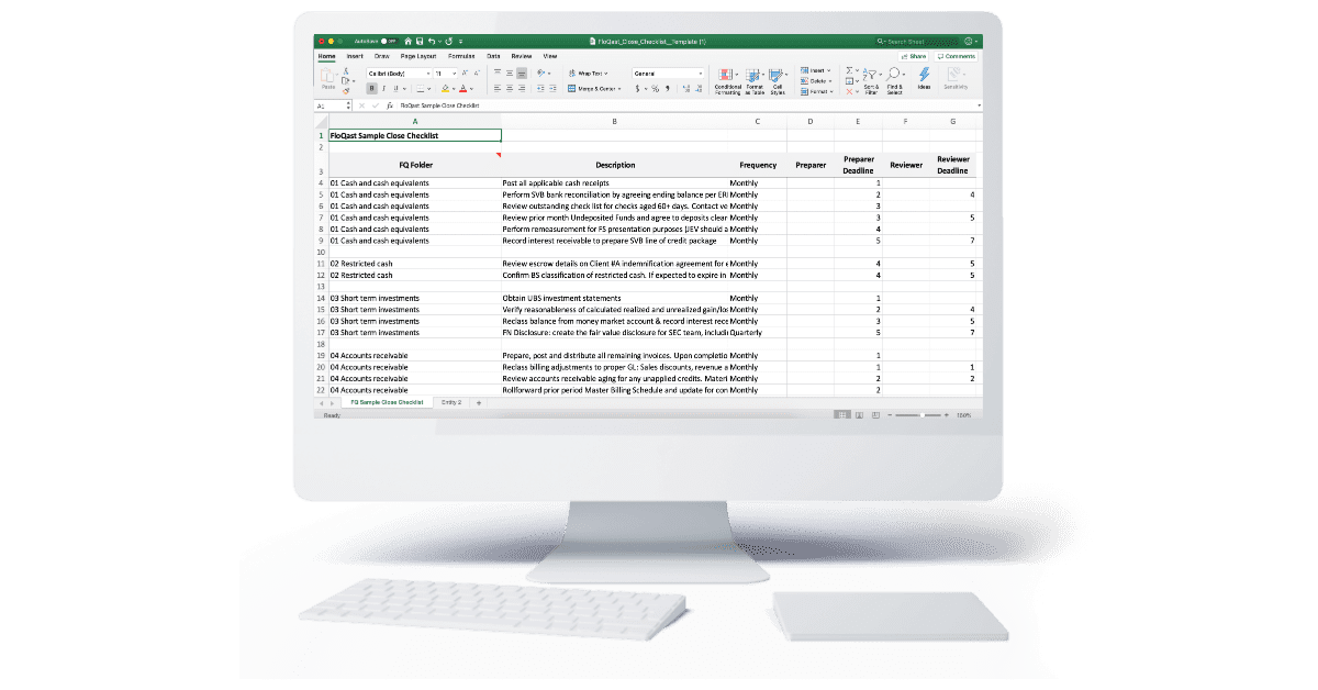 2021 Month End Close Checklist Excel Template Floqast