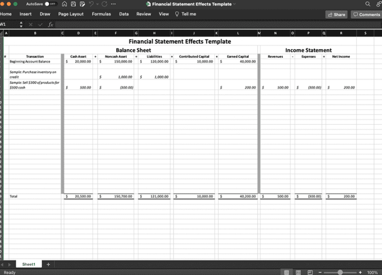 Financial Statement Effects Template FloQast