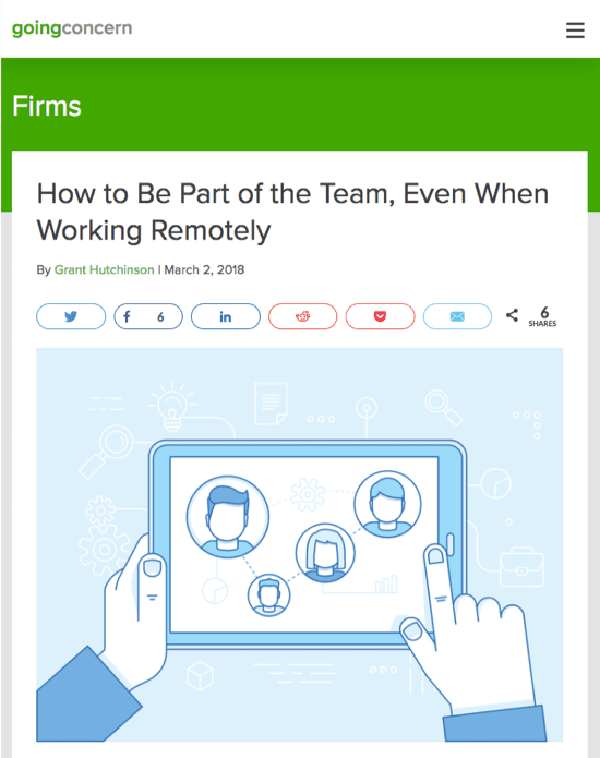 Screenshot: "How to Be Part of the Team, Even When Working Remotely"